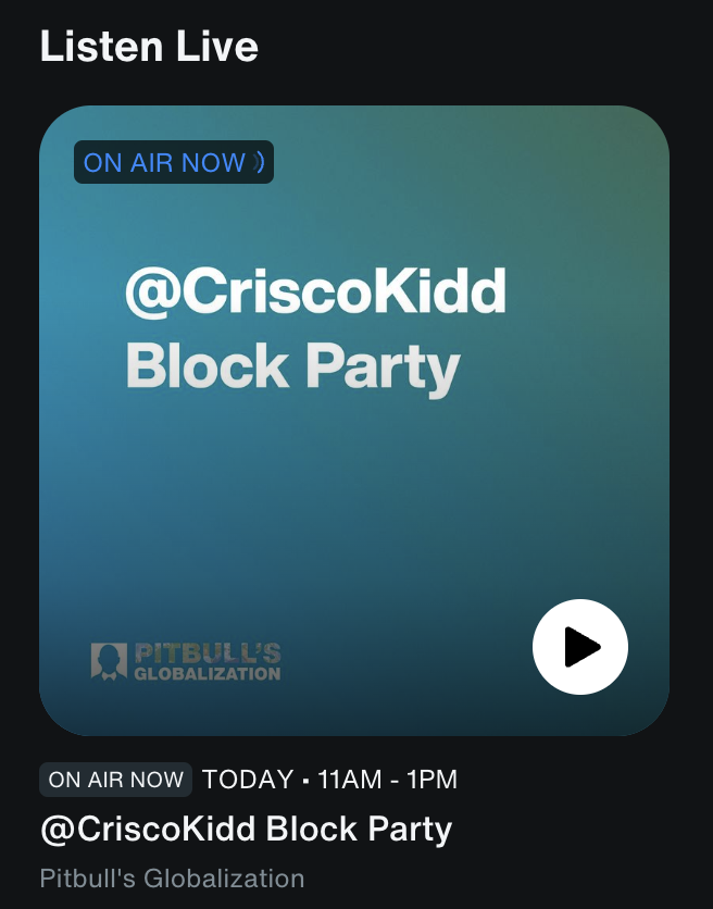 CRISCO KIDD (@criscokidd) on Twitter photo Don't miss our <a href="/CKBPshow/">Crisco Kidd Block Party</a> End of the Year show today and tomorrow on <a href="/siriusxmpitbull/">Pitbull's Globalization</a>! 10a PST/1p EST #CriscoKiddBlockParty #PitbullsGlobalization Don't miss our <a href="/CKBPshow/">Crisco Kidd Block Party</a> End of the Year show today and tomorrow on <a href="/siriusxmpitbull/">Pitbull's Globalization</a>! 10a PST/1p EST #CriscoKiddBlockParty #PitbullsGlobalization