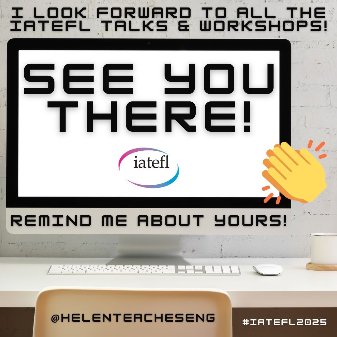1 month ago today (when I had the flu) I heard my #IATEFL2025 Conference speaker application for #IATEFLEdinburgh has been accepted!
"Three #LearnerCentred coaching practices to empower autonomous learners &amp; teachers" 45min workshop on Tues 8 April 2025
iateflconference.org
