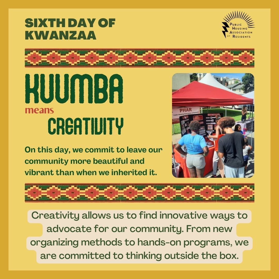 Whether it’s coming up with new organizing strategies or creating research initiatives like Residents for Respectful Research, PHAR is always looking for creative solutions to improve our communities. If you'd like to get involved, bring us your creative ideas! 🤜🤛