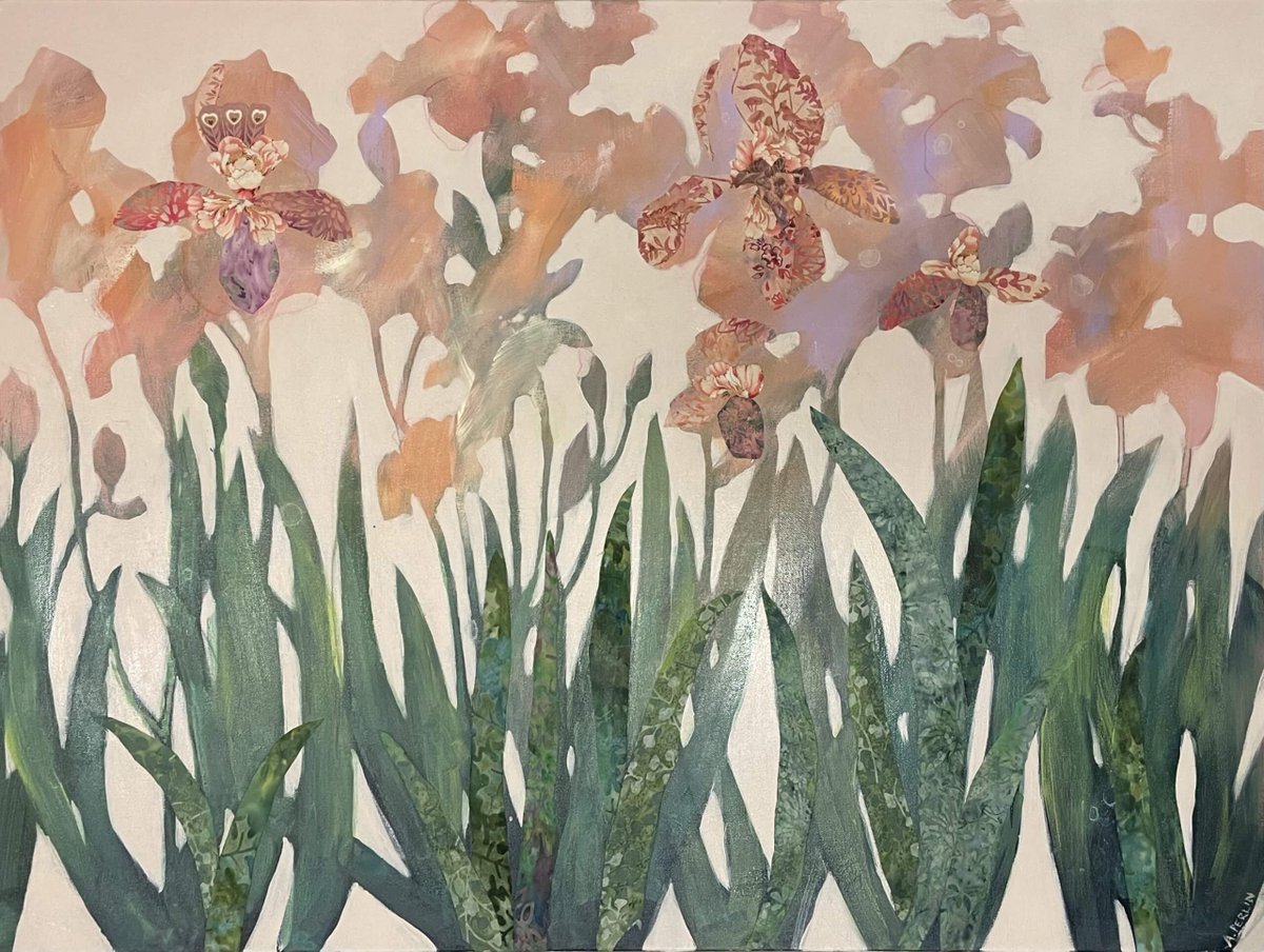 WomensArtForAll's tweet photo. Anna #Perlin (@anna_perlin_art) •Peach Irises• #WomensArt #ArtByWomen #WomenArtists https://t.co/mdpLAlNSl7