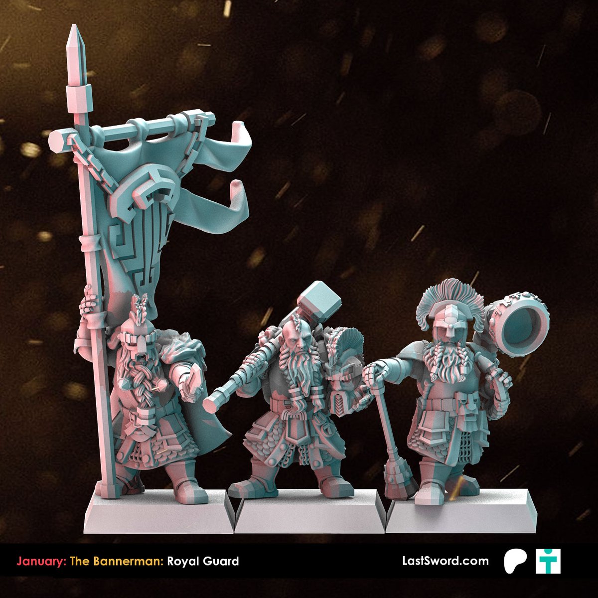 LastSwordMinis's tweet photo. January: The Bannerman: Royal Guard
The mighty war-hammers and axes symbolize the prestige of these.
Soon: https://t.co/xqjtIvwUFf
-
#dwarf #dwarfholds #hammerers #theninthage #wargaming #warhammerfantasy #warhammer #aos #3dprint #dnd #dungeonsanddragons #lastswordminiatures https://t.co/Rf7sIhuQip