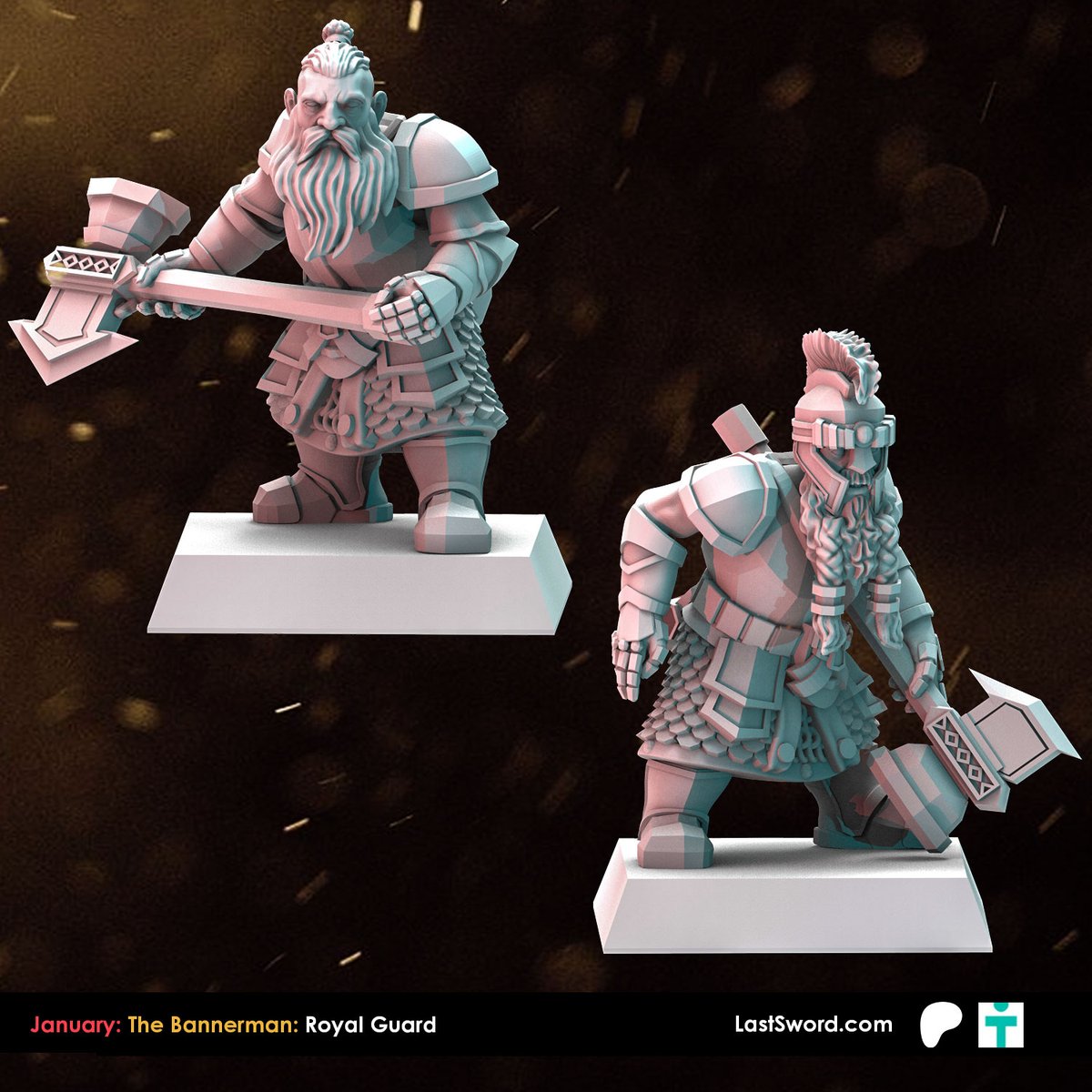 LastSwordMinis's tweet photo. January: The Bannerman: Royal Guard
The mighty war-hammers and axes symbolize the prestige of these.
Soon: https://t.co/xqjtIvwUFf
-
#dwarf #dwarfholds #hammerers #theninthage #wargaming #warhammerfantasy #warhammer #aos #3dprint #dnd #dungeonsanddragons #lastswordminiatures https://t.co/Rf7sIhuQip
