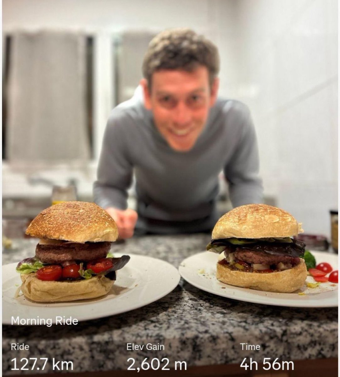 Reward for Louis Meintjes after 5 hours of intense training 🍔😂