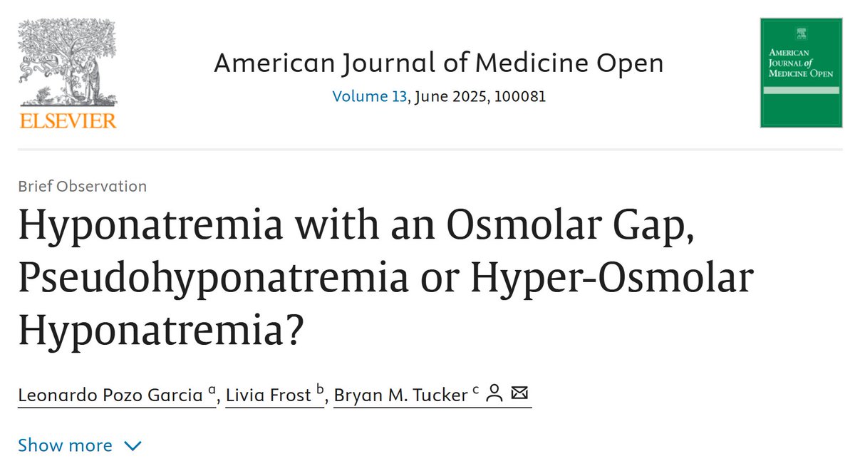 Check out my latest publication on pseudohyponatremia!
sciencedirect.com/science/articl…
