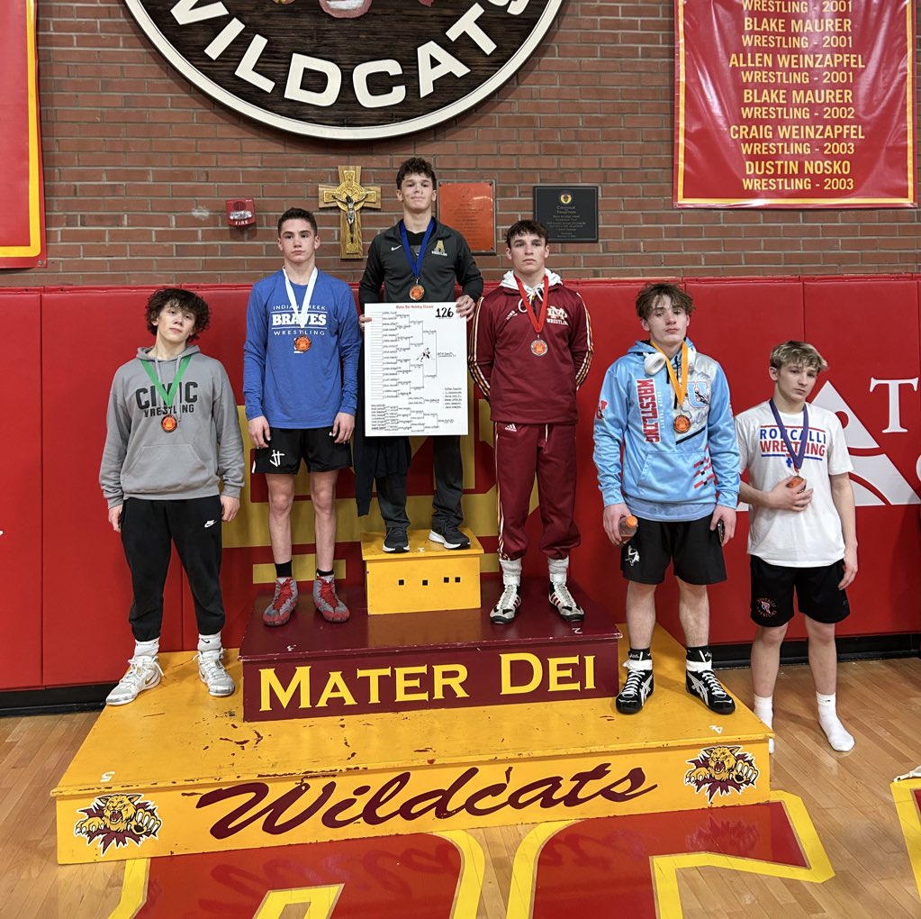 1st Place Match - Nathan Rioux (Avon) won by decision over Ty Henderson (Evansville Mater Dei), 8-5

Rioux is the MD Holiday Classic Champion at 126 pounds and is now a 3x MDHC champion! <a href="/OrioleAthletics/">Avon OrioleAthletics</a>