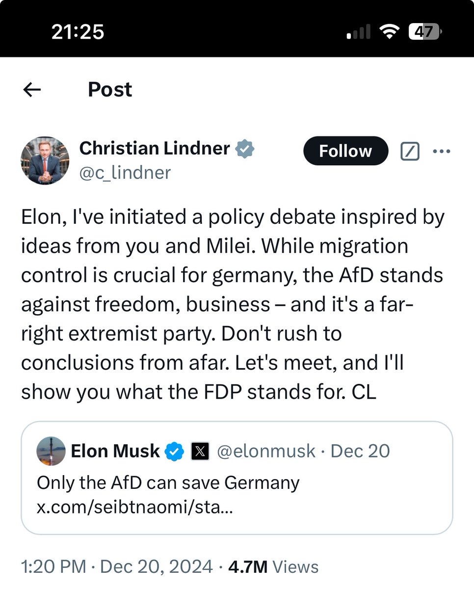 War dieser peinliche #Lindner-Tweet ein verzweifelter (und offenbar gescheiterter) Versuch, einen Schwenk des Springer-Konzerns von der FDP zur AFD abzuwenden?