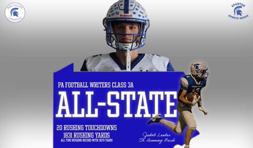 JakobLesherr's tweet photo. Blessed to be named a 3A All-State Rb!!!I I wouldn’t be anywhere near this accomplishment without my amazing teammates and coaching staff!! Nothing better than being a Spartan!!!! https://t.co/G9I9f1rH9H