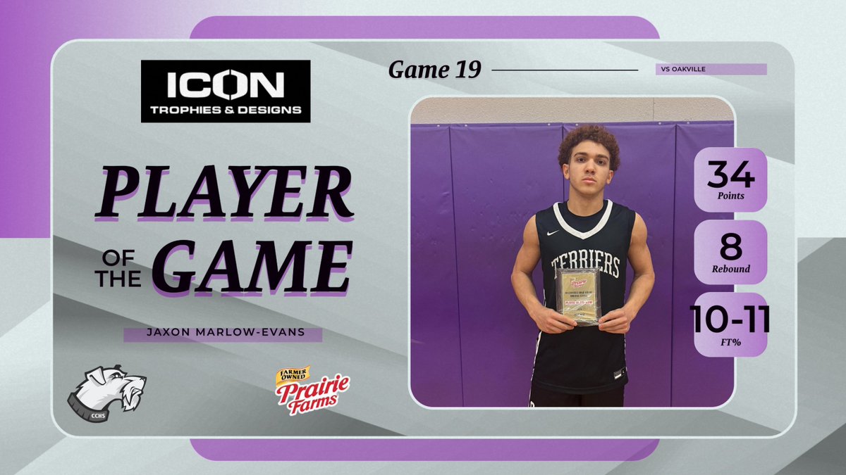 The Game 19 Player of the Game goes to Jaxon Marlow-Evans of <a href="/CCHSTerriers/">Terrier Athletics</a> in their 3-point loss.