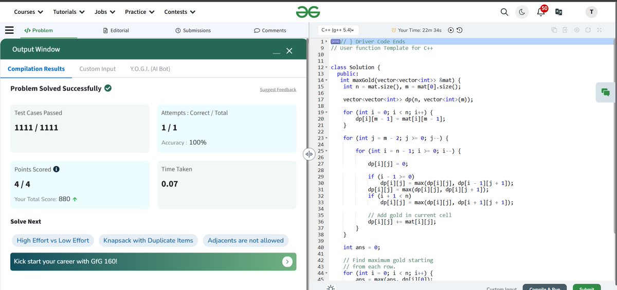 10__ishqa's tweet photo. Day 72 of #Code 
Solved Egg dropping puzzle and gold mine problem
in @geeksforgeeks in DP
#CodingChallenge https://t.co/DrkXlOBMiq