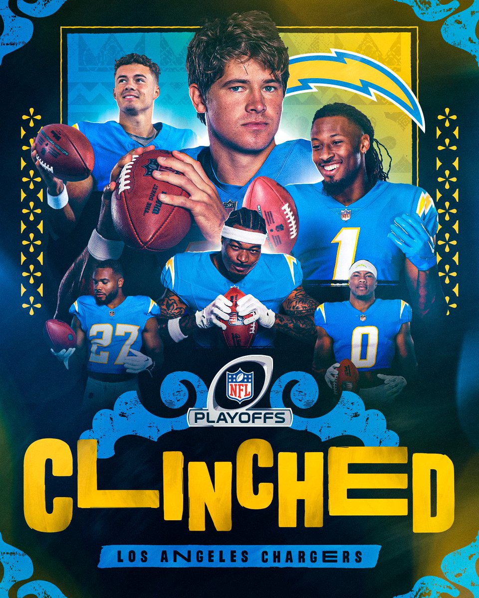 The <a href="/chargers/">Los Angeles Chargers</a> punch their ticket into the #NFLPlayoffs ⚡️

#EasyToCelebrate | <a href="/budlight/">Bud Light</a>