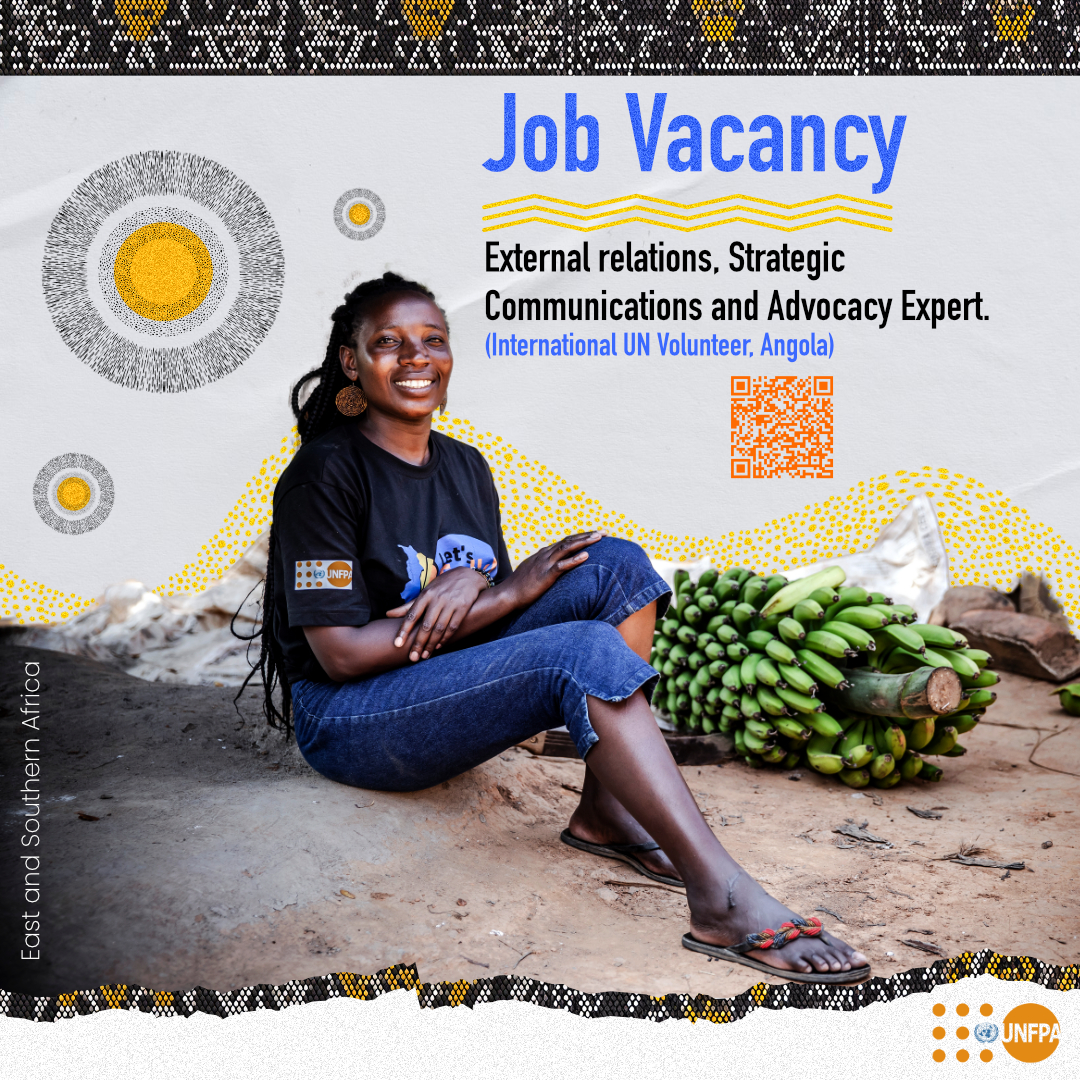 📣 #JobAlert
UNFPA ESARO is looking for an International UN Volunteer for Strategic Communications. 

Apply to this position here unf.pa/3DzRggu or scan the QR code.

📅 Closing date: January 06, 2024.