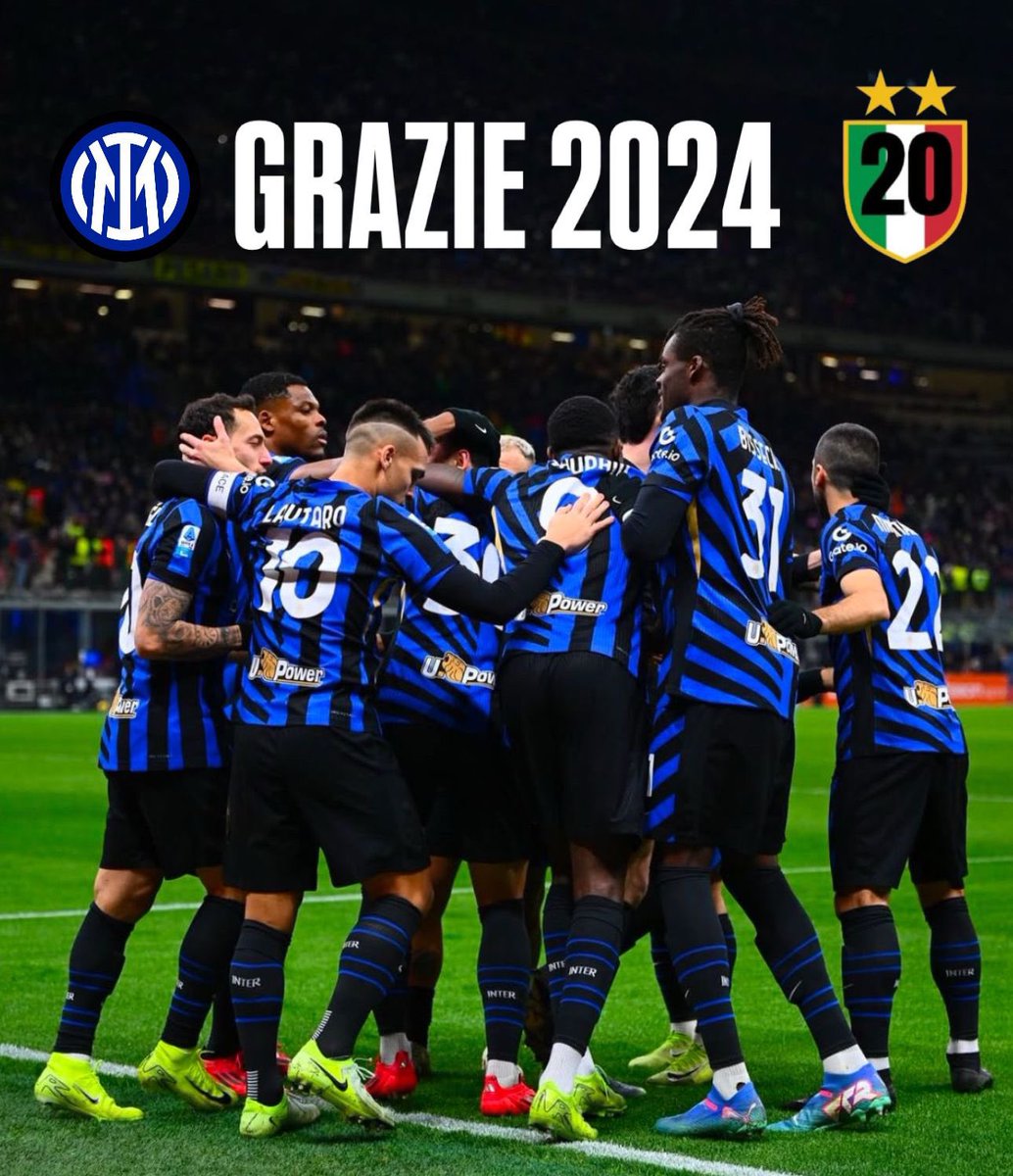𝐆𝐫𝐚𝐳𝐢𝐞. Non c’è altra parola per un 2024 così bello, magico vissuto insieme alla nostra Inter.

Grazie al mister, tutto lo staff, un gruppo di ragazzi eccezionali, i tifosi nerazzurri nel mondo sempre al nostro fianco.

Forza Inter! 🖤💙
