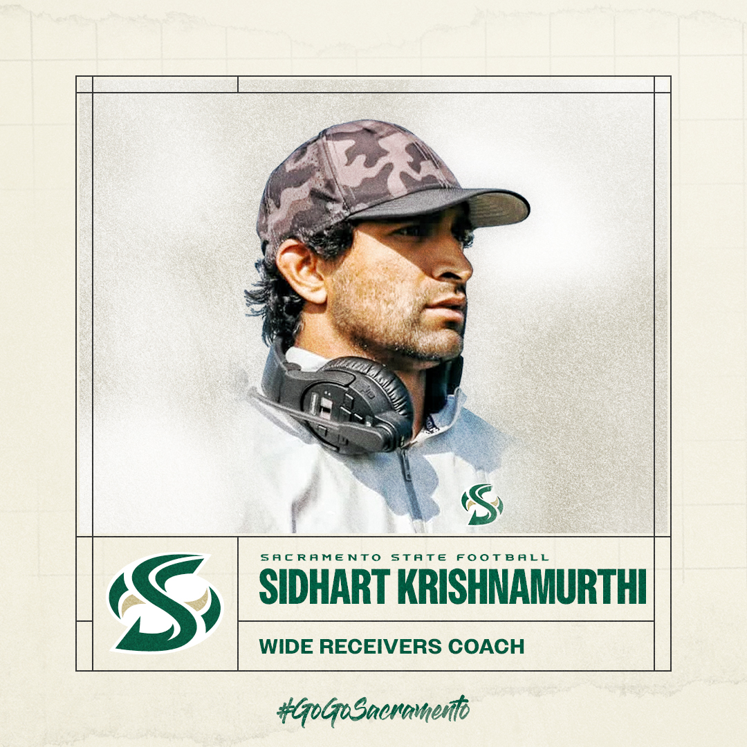 𝙒𝙀𝙇𝘾𝙊𝙈𝙀 𝙎𝙄𝘿𝙃𝘼𝙍𝙏 𝙆𝙍𝙄𝙎𝙃𝙉𝘼𝙈𝙐𝙍𝙏𝙃𝙄
• Wide Receivers Coach
• Coached at SJSU in 2024 where he mentored All-American WR Nick Nash
• Played at Stanford (2015-19)