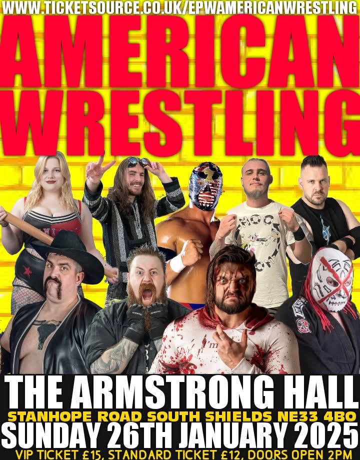 Deano88SAFC's tweet photo. Proper buzzing for this one it's been about two years ish since I last Refereed in my home town and I've been giving the very great privilege to do it again for EPW on Sunday 26th January at the Armstrong Hall, doors open 2pm, show starts around 2:30pm,

Tickets on sale soon! https://t.co/DOsBV52KpD