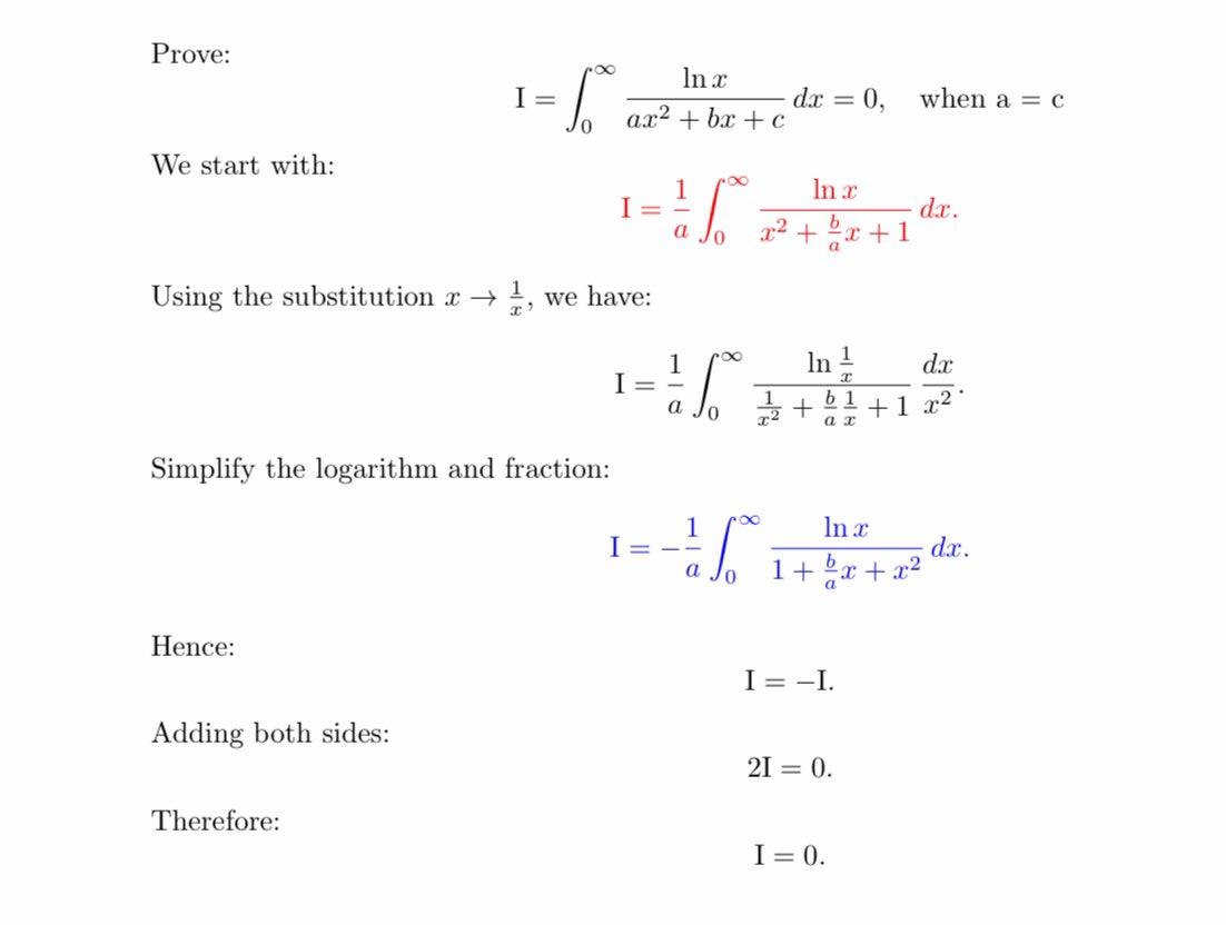 chris_juravich's tweet image. You can use this equality to evaluate integrals of the same form, but where a≠c, and neither equal 0.