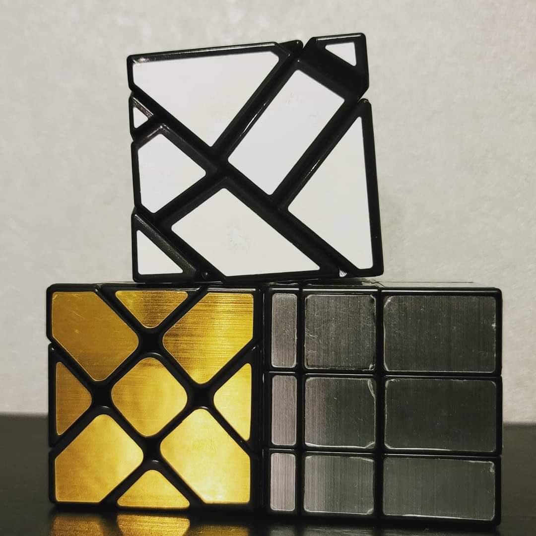 CrookedAscent's tweet image. These three are my favorite puzzles, ghost, mirror, and fisher cubes. #ghostcube #mirrorcube #fishercube #rubikscube