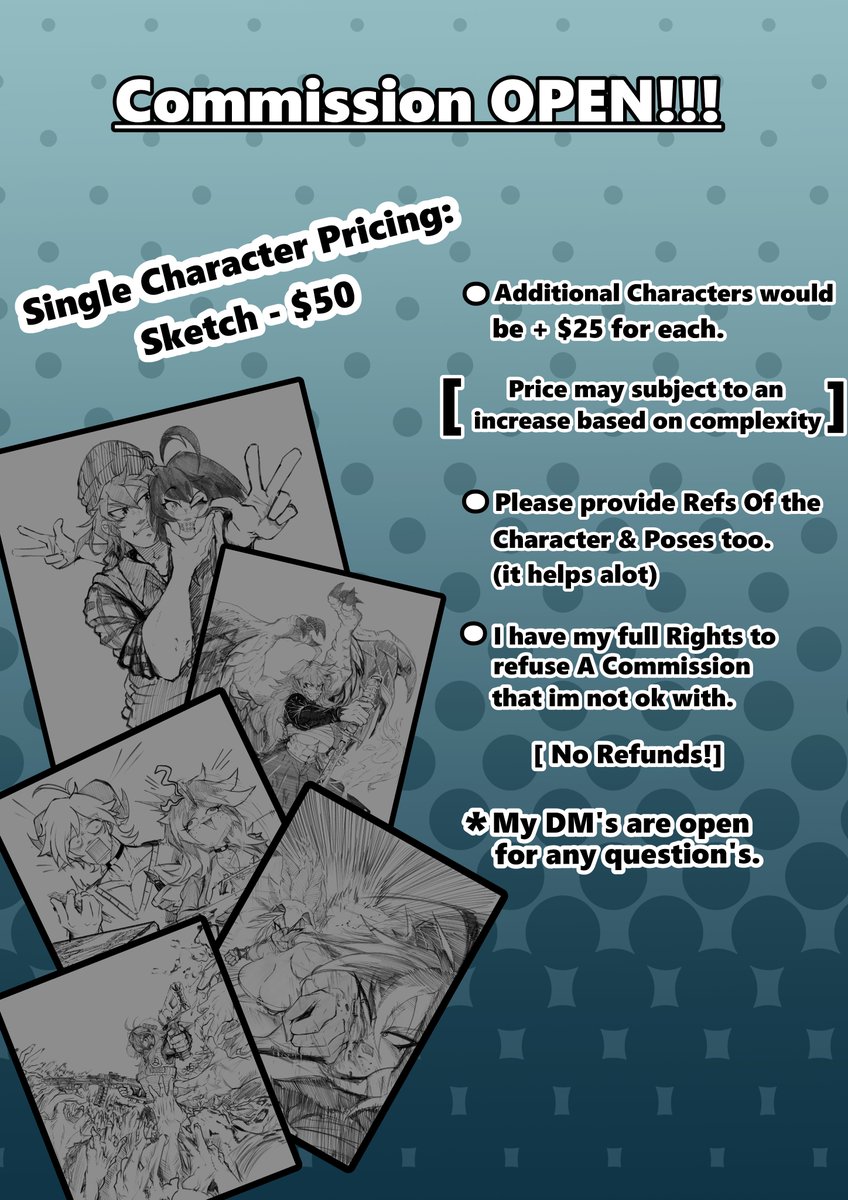 TheDoodleChrome's tweet image. Gonna Open Emergency Commissions. need some money to pay bills sadly.
Opening up to 8 slots! :D this time i'll even do color panels.