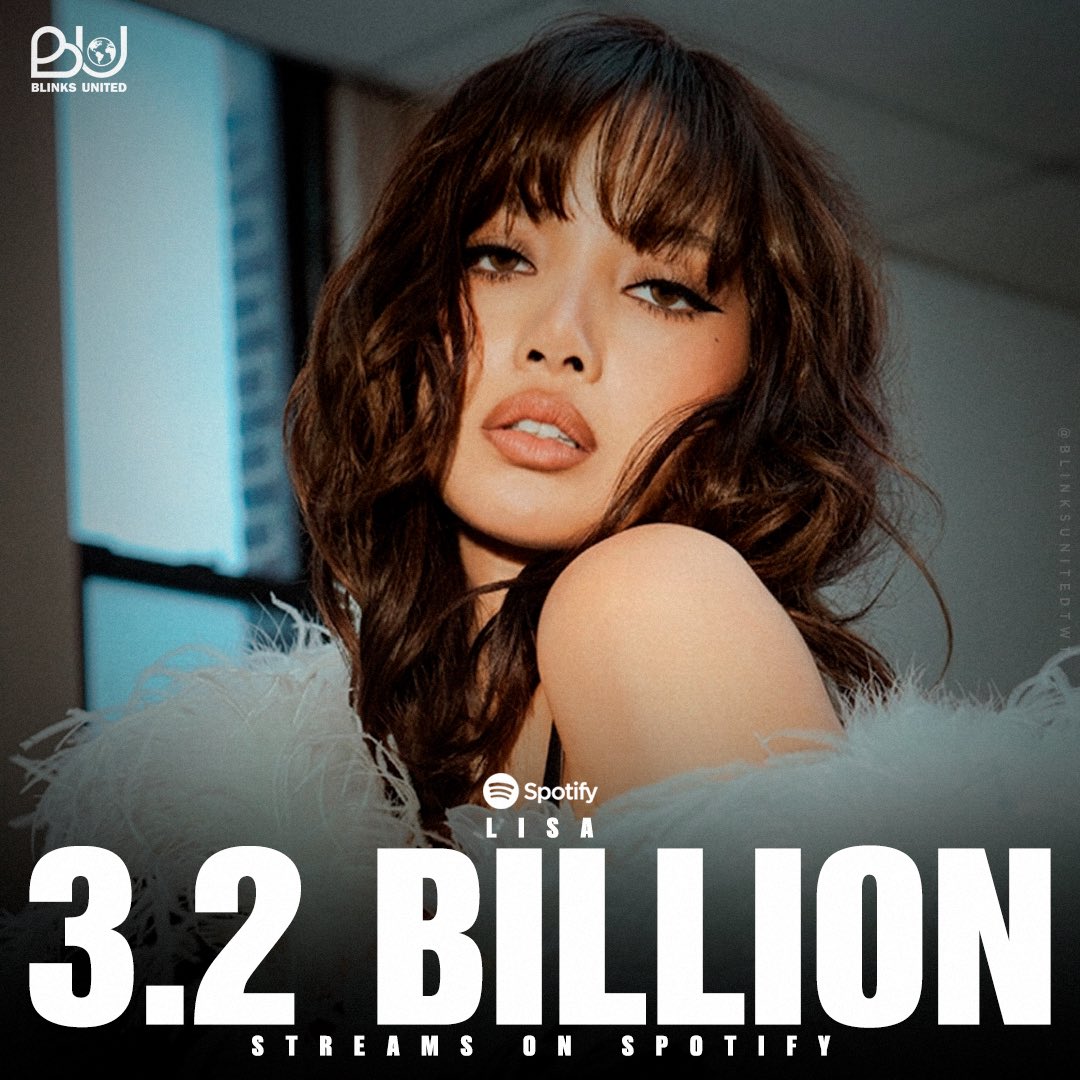 blinksunitedtwt's tweet photo. #LISA has now surpassed 3.2 BILLION streams on Spotify across all credits!

She’s the fastest K-pop female soloist to achieve this milestone.

#LISAxAlterEgo #리사 @wearelloud https://t.co/dlyxQVOekY