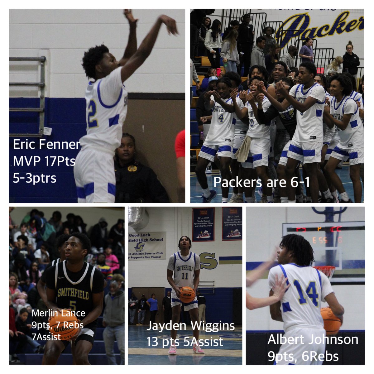 Smithfield  dominated Kecoughtan 76-46 in the Hampton Holiday Classic.
The packers were led by Eric Fenner with 17pts on  5 Made 3ptrs also Jayden Wiggins had 13 pts and 6 assist Merlin Lance and Albert Johnson had 9 pts. Packers are 6-1 going into 2025