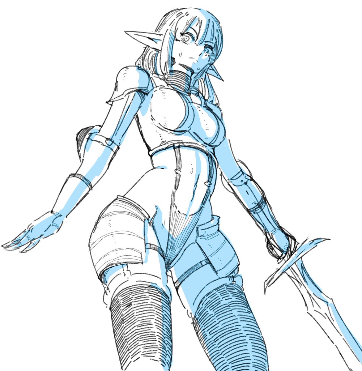 A fun elf doodle, where I'm trying to not get caught up in the quality of every line, and just drawing

#elf #ocart #dnd #dndoc #Sketch