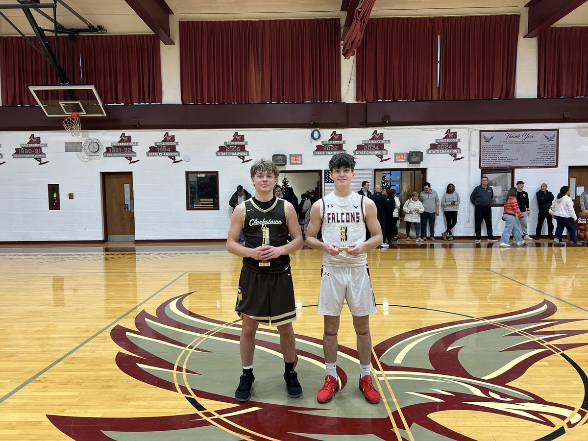 Great teAM win today in our Richard McNichol Christmas Tournament! Falcons defeated Clarkstown South and were led by All tournament selection senior Michael Toolan w/19 and 10 a piece from Sophomore Tyler Wein and Freshman Ethan Senatus.