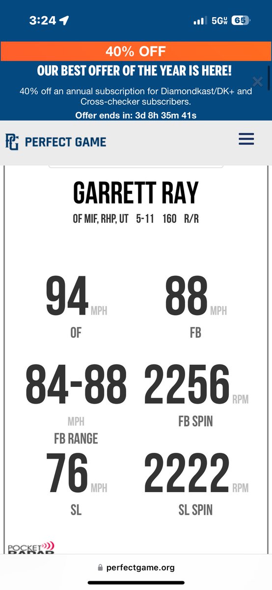 Thank you <a href="/PG_Scouting/">Perfect Game Scout</a> for the new metrics!