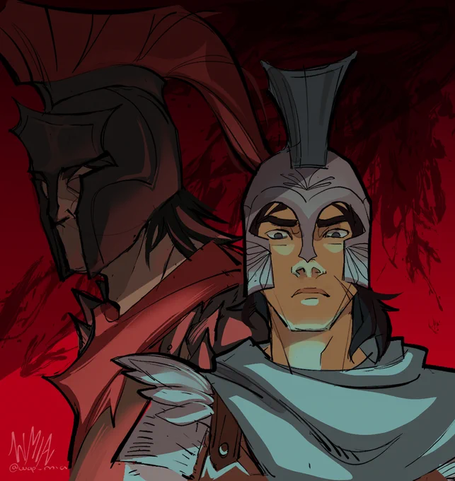 Two vengeful princes, Astyanax and Telemachus, in my mind both defend odys palace #epicthemusical #epicthemusicalfanart #ithacasaga 