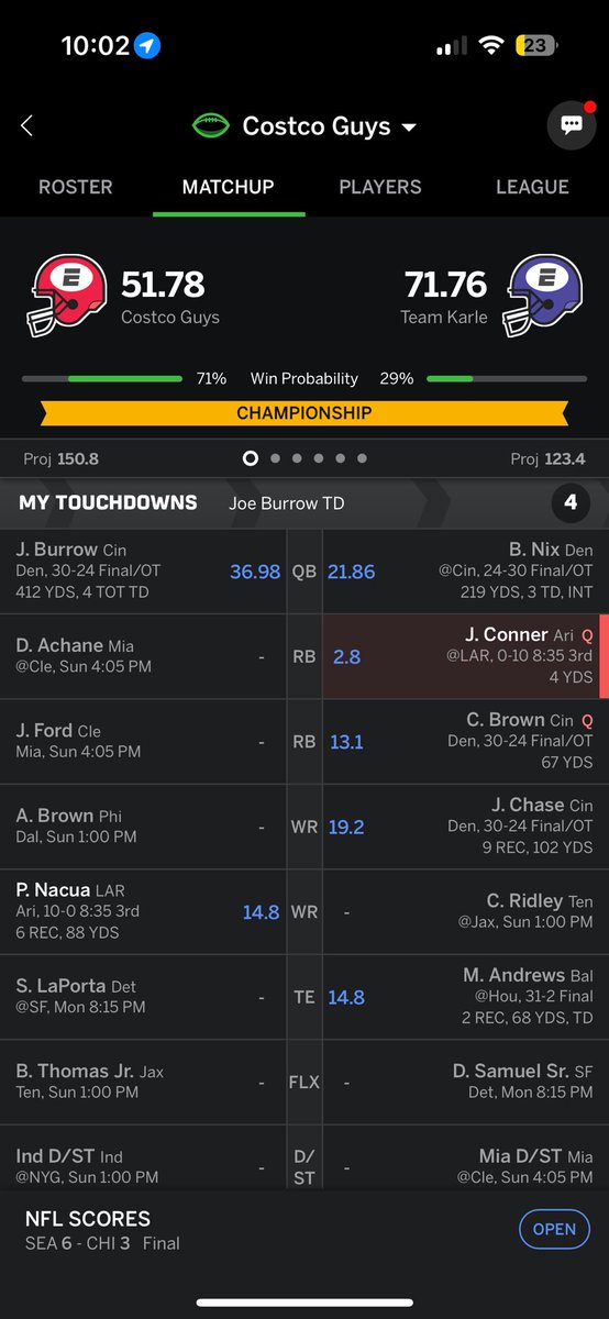 pll_burner's tweet photo. Joey B w an all time performance having 4 TDs not going to brown or chase https://t.co/ugy4q7UV7e