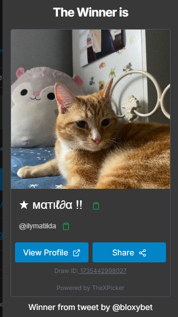 bloxybet's tweet photo. 🎉 Congratulations to our AMP giveaway winner,
@ilymatilda !
📷 Please DM us to claim your prize! via Twitter or Discord. Thanks to all that participated and make sure to stay tuned for our new giveaway📷 🚀 https://t.co/JxUX6Sh429