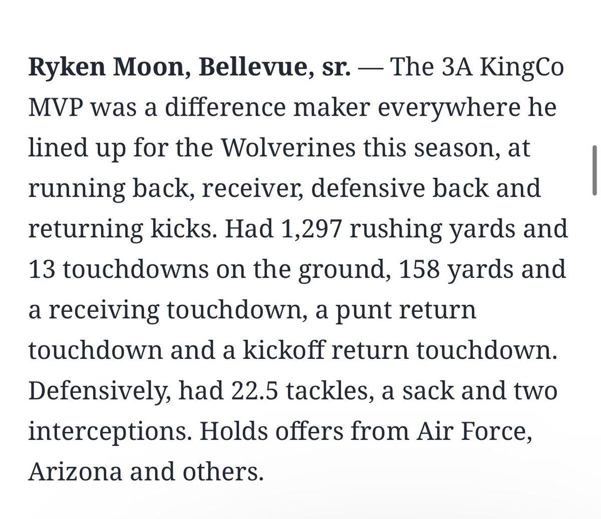 Honored to be named to the all state 1st team on offense!