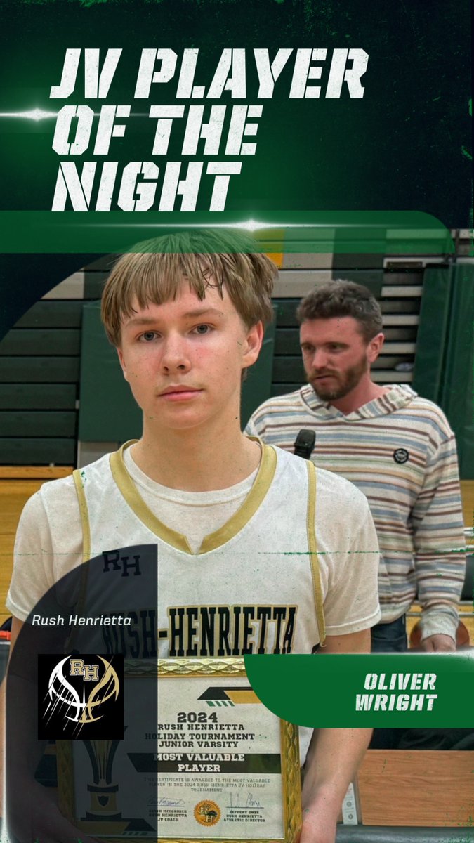RH_BBall's tweet photo. Player of the Night: Oliver Wright! 💥 Dropped 27 points in a clutch performance, leading the team to a big win and securing the Rush-Henrietta JV Holiday Tournament plaque. 🏆🔥 #PlayerOfTheNight
@PickinSplinters @PrimetimeBall_
@RushAthletics @rhschools https://t.co/ZKf0lVBCj4