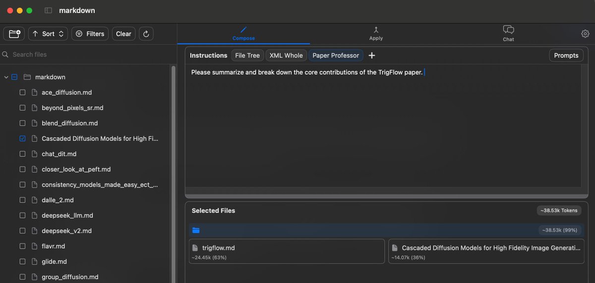My o1 workflow for research:
- Auto collect &amp; convert all relevant arxiv papers to MD 
- Do some basic content filtering 
- Add all relevant papers to o1 context w/ XML tag breakdown

The annoying part is having to select relevant papers every time. But the added multi-paper