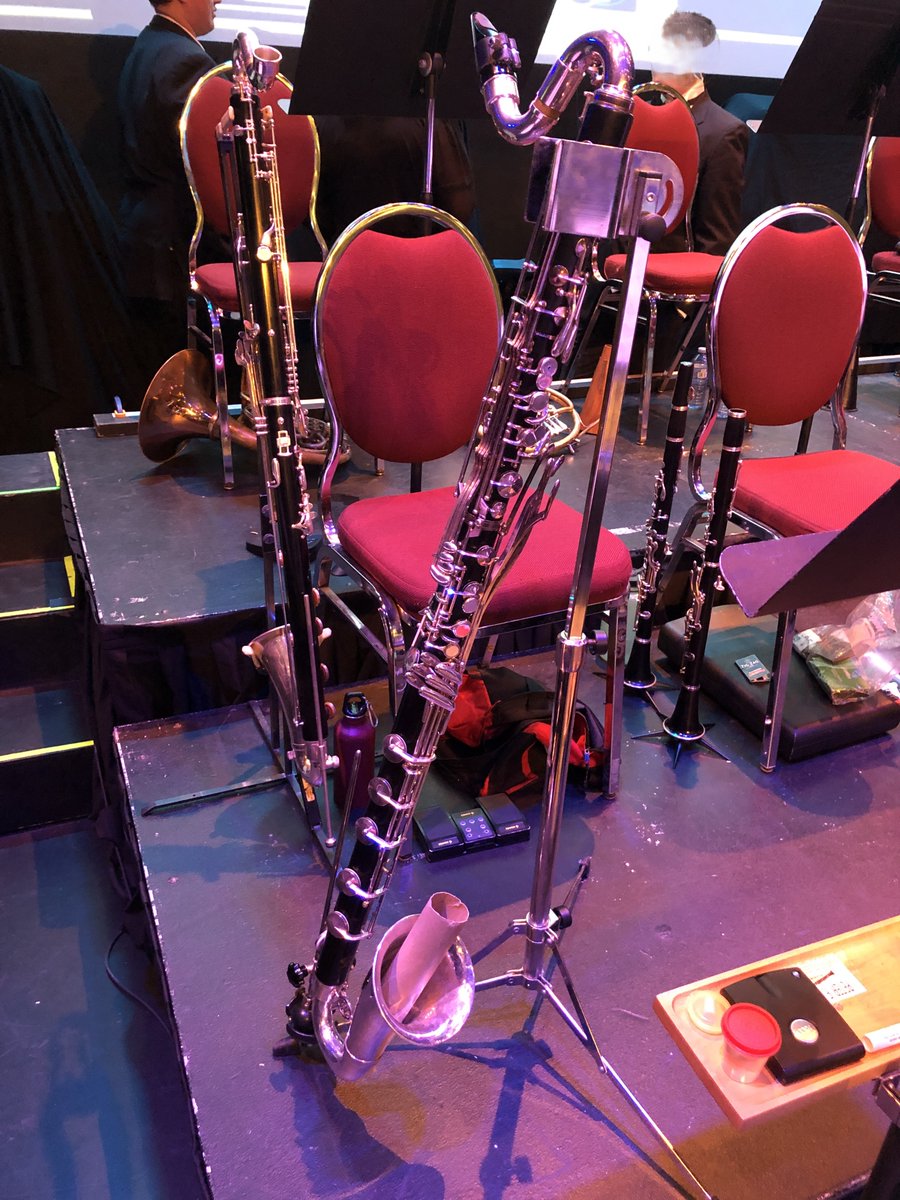 peterstoll2000's tweet photo. A  couple of very interesting doubling gigs with orchestra in the past  month: one on Bb and A bass clarinets, with an extension tube in the Bb  bell to create a passable low B! And Eb clarinet with basset horn for  the amazing Queen Symphony, based on  the music of Queen. Fun! https://t.co/1Pm2DhRDPz