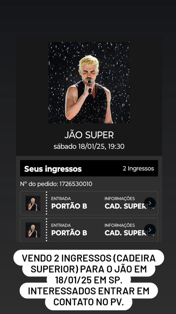 alvarops700's tweet photo. Tenho 2 Ingressos  para o Show Jão Super 

#jaosuper #jao #ingresso https://t.co/jiVcEXf9jn