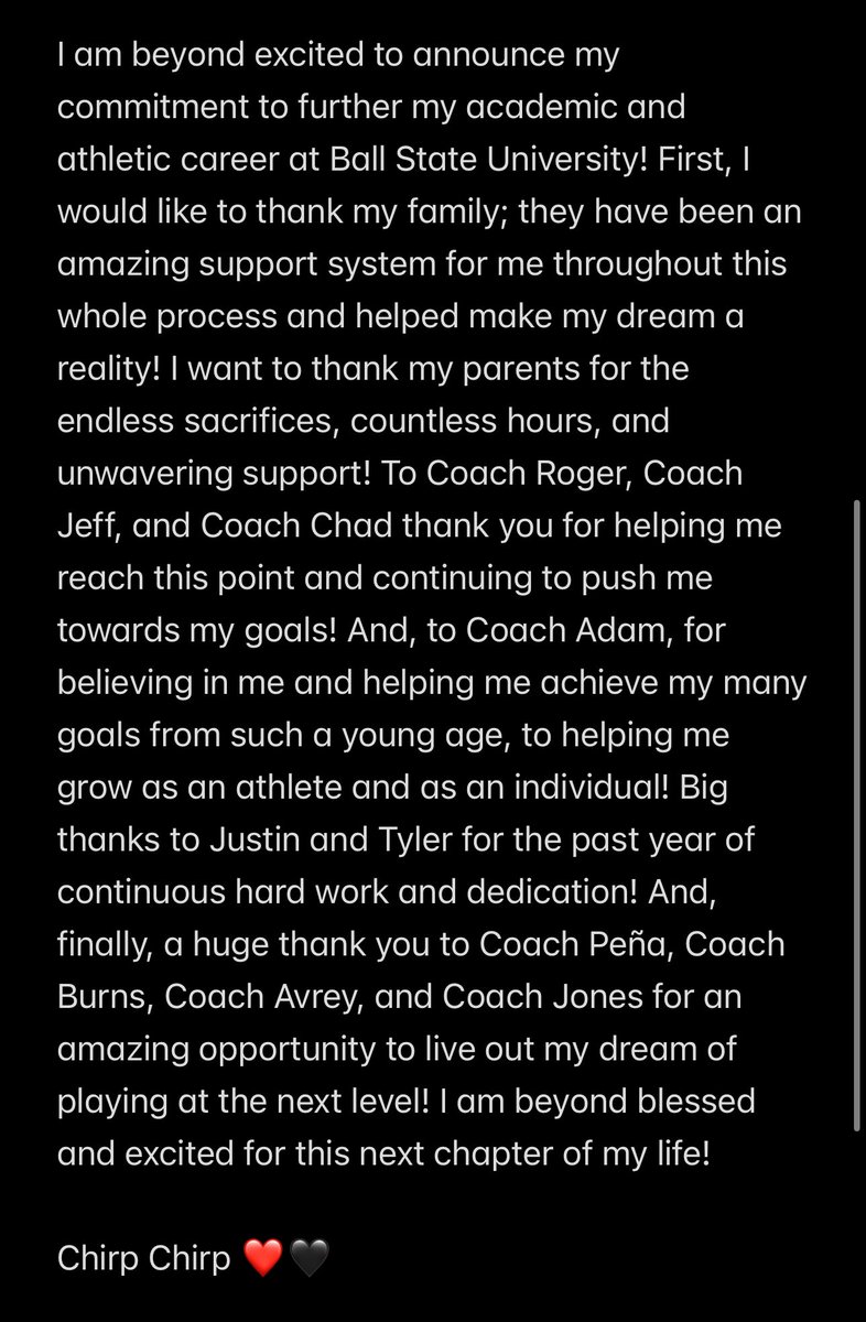 Chirp Chirp ❤️🖤👌🏻!!! 
<a href="/IMG08BenGod/">Indiana Magic Gold National Bennett/Goddard 16U</a> <a href="/GSP_Hitting/">GSP Hitting</a> <a href="/tcarrolltc46/">Tyler Carroll, CSCS</a> <a href="/BruinStrength/">Northrop HS Strength</a> <a href="/NorthropSports/">Northrop Athletics</a> <a href="/BallStateSB/">Ball State Softball</a> <a href="/CoachPena_BSU/">Helen Peña</a> <a href="/CoachBurns17/">Matt Burns</a> <a href="/deborahljones14/">Deborah Jones</a> <a href="/avrey_steiner/">Avrey Steiner</a>