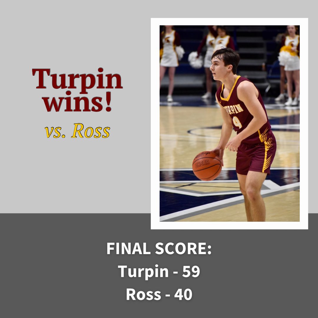 Day two game four final! Turpin wins vs. Ross. <a href="/GoTurpinMBB/">Turpin Basketball</a> <a href="/TurpinBoosters/">Turpin Athletic Boosters</a> <a href="/TurpinSpartans/">Turpin Spartans</a> <a href="/BeaconOrtho/">Beacon Orthopaedics</a> <a href="/TriHealth/">TriHealth</a> <a href="/LaRosasPizza/">LaRosa's Pizzeria</a> <a href="/Skyline_Chili/">Skyline Chili</a> <a href="/HomeCityIce/">HomeCityIce</a> <a href="/espn1530/">ESPN 1530 Cincinnati</a> <a href="/FOX19/">FOX19 NOW</a> <a href="/Enquirer/">Enquirer</a> <a href="/ENQSports/">Enquirer Sports</a> <a href="/FreestoreFB/">Freestore Foodbank</a>