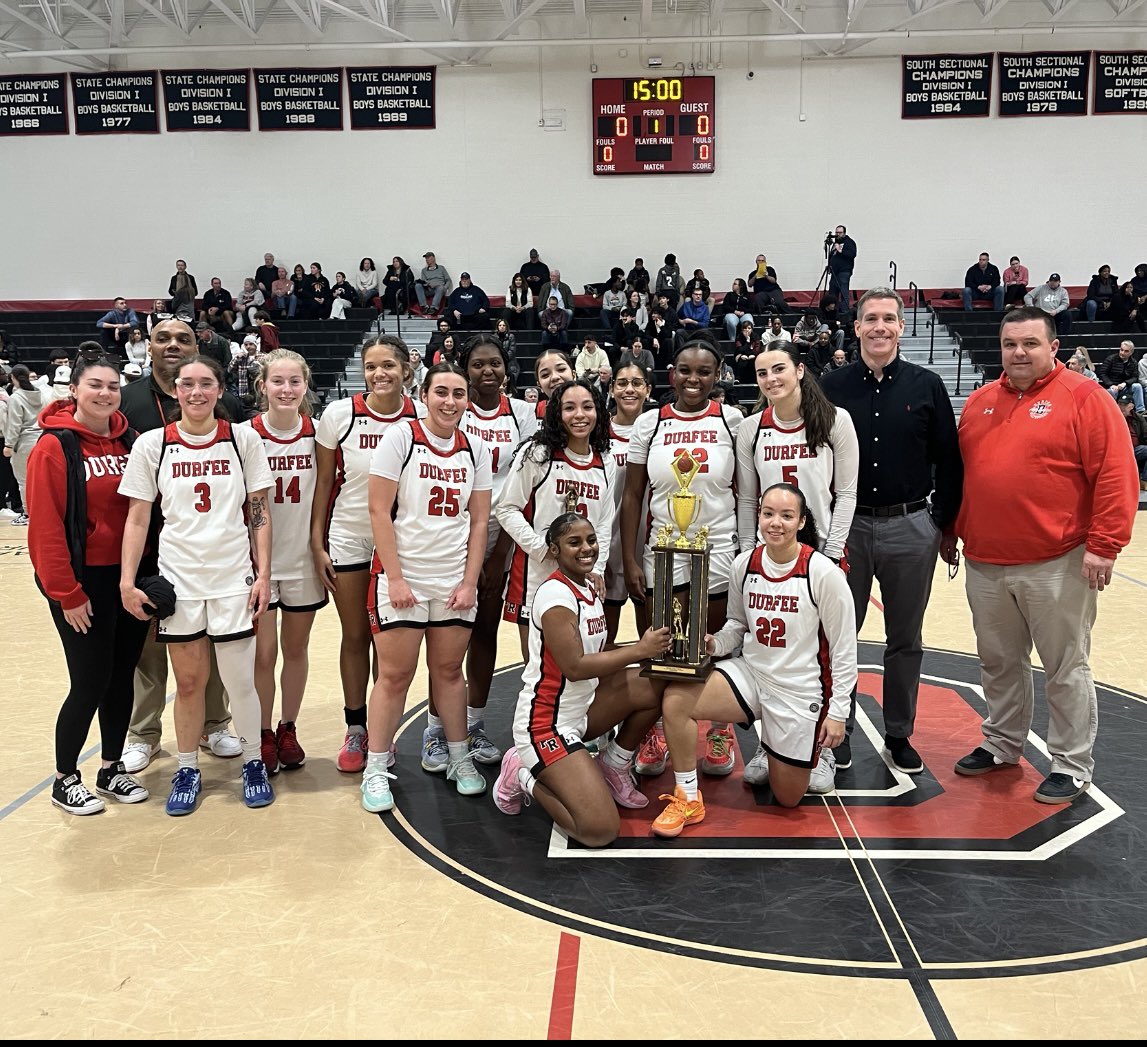 DurfeeAthletics's tweet photo. Congratulations to the @frps_durfee Girls Var 🏀 Team on winning the Thomas ‘Skip’Karam Holiday Tournament!! @DHSHilltoppers @FRPSsupt @Chezsports @BostonHeraldHS @BGlobeSports https://t.co/8VeNMOPMZw