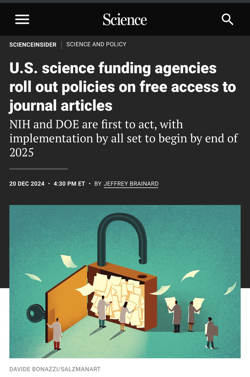 amdelvaz's tweet image. En USA ya hicieron el cambio en la legislación sobre #propiedadintelectual para hacer posible el depósito en abierto de lo financiado con fondos públicos #GreenOpenAccess science.org/content/articl…