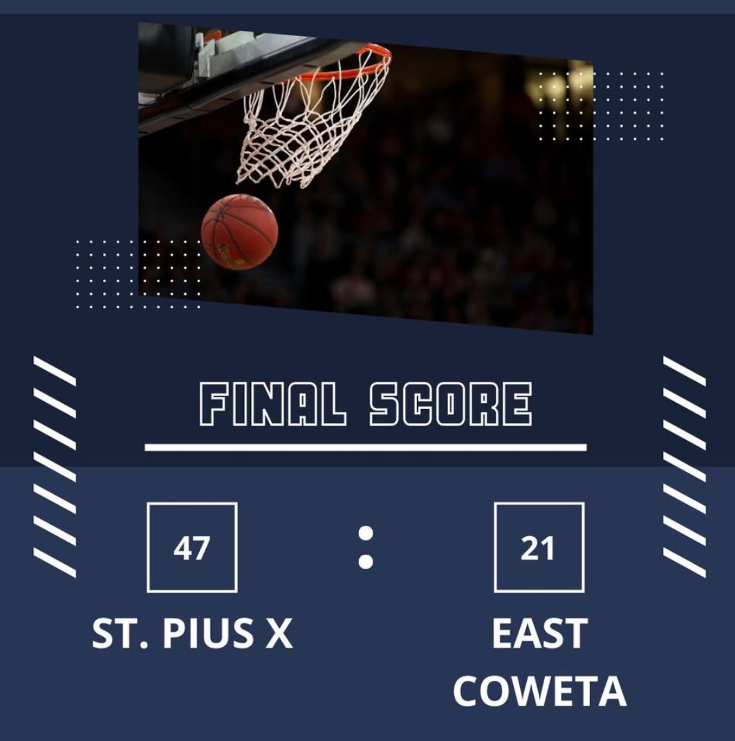 St. Pius X Girls Basketball (@stpiusxgirlsbb) on Twitter photo Girls bball final
<a href="/PiusXmasClassic/">St. Pius X Christmas Classic</a>
St Pius X 47
East Coweta 21
<a href="/Heidibeck08/">Heidi</a> 12 pts
<a href="/sofia_pihera08/">Sofia Pihera</a> 10 pts
<a href="/EvaRussell24/">Eva Russell</a> 7 pts
Gianna Musci 7 pts
<a href="/KyleSandy355/">Kyle Sandy</a> <a href="/SandysSpiel/">Sandy's Spiel</a> <a href="/RFullerChamp/">Reggie Fuller</a> <a href="/scoreatlanta/">SCORE Atlanta</a> <a href="/PGH_Georgia/">Prep Girls Hoops Georgia</a> Girls bball final
<a href="/PiusXmasClassic/">St. Pius X Christmas Classic</a>
St Pius X 47
East Coweta 21
<a href="/Heidibeck08/">Heidi</a> 12 pts
<a href="/sofia_pihera08/">Sofia Pihera</a> 10 pts
<a href="/EvaRussell24/">Eva Russell</a> 7 pts
Gianna Musci 7 pts
<a href="/KyleSandy355/">Kyle Sandy</a> <a href="/SandysSpiel/">Sandy's Spiel</a> <a href="/RFullerChamp/">Reggie Fuller</a> <a href="/scoreatlanta/">SCORE Atlanta</a> <a href="/PGH_Georgia/">Prep Girls Hoops Georgia</a>