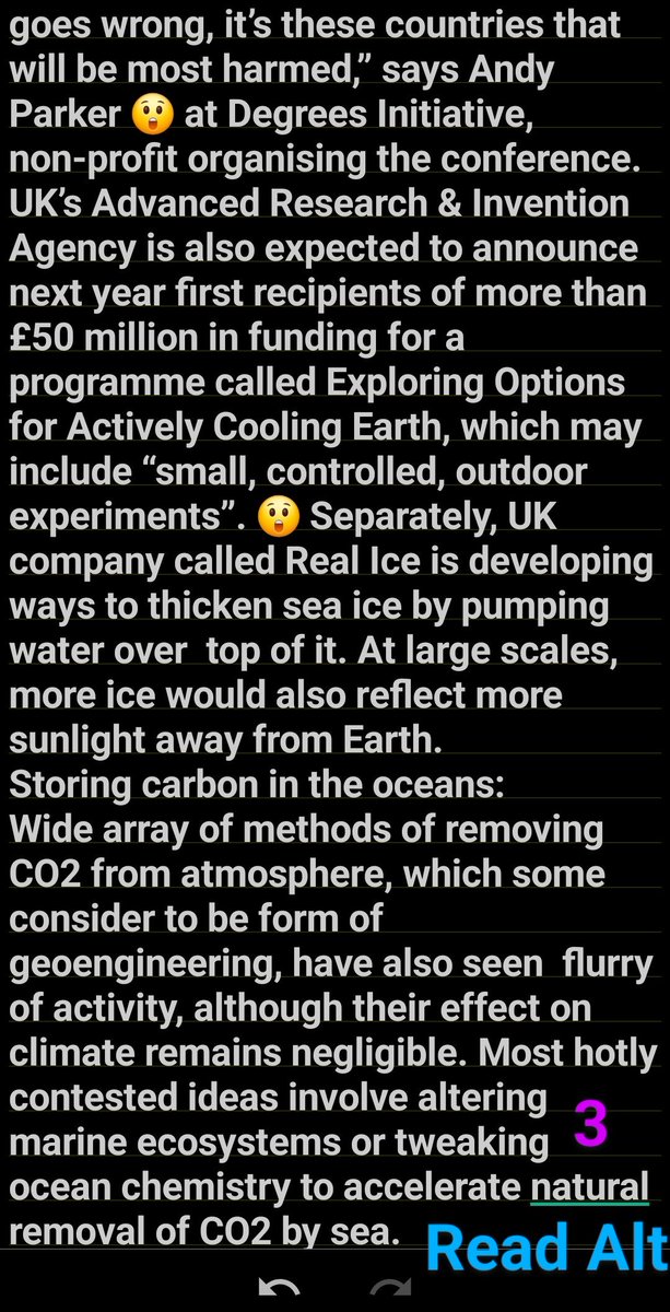 DivanaAyhea's tweet image. Observer
[Such #tests have long been #controversial. #Opponents of research on #geoengineering – see it as #hubristic #distraction frm presing eforts to slash greenhouse gas emissions, &amp;amp; fear...
newscientist.com/article/246069… ~IJ]