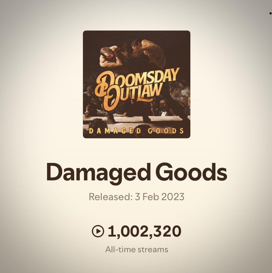 Thanks everyone for listening and getting Damaged Goods up to one million plays!! 🤘🏽