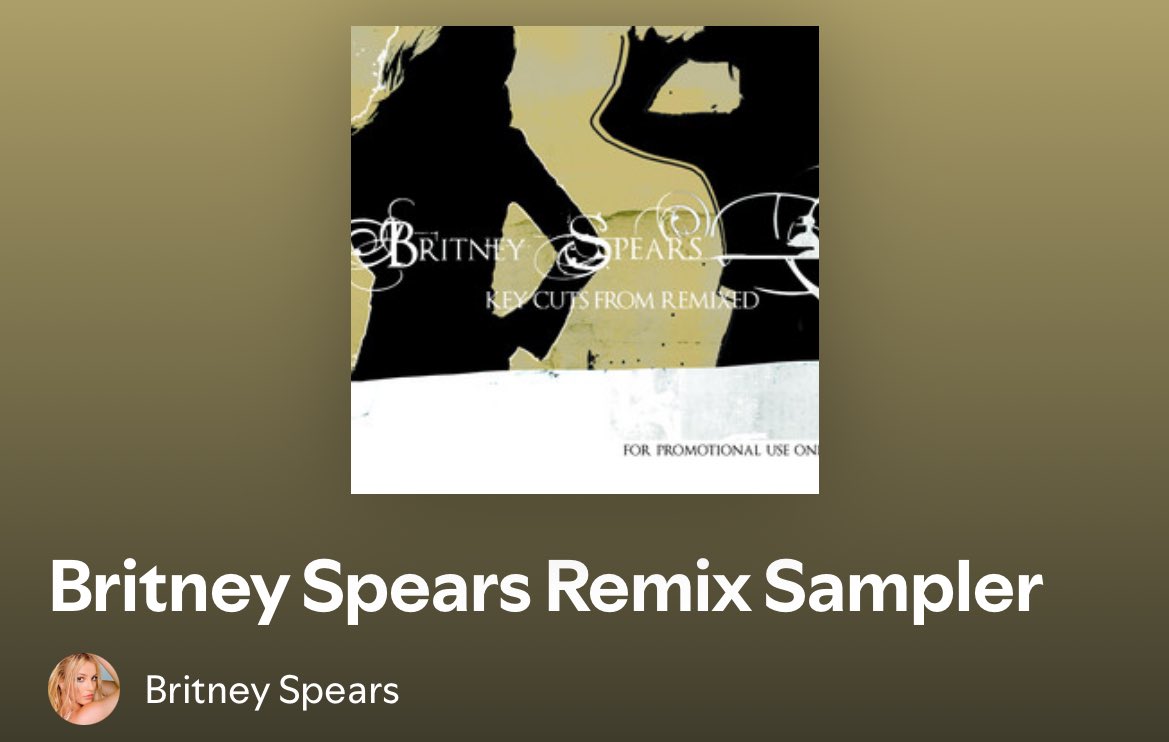 Britney_Promo's tweet photo. The 2005 "B in the Mix: The Remixes" promotional EP "Key Cuts from Remixed" is now available on streaming platforms under the title "Britney Spears Remix Sampler". https://t.co/UyJJxJZilB