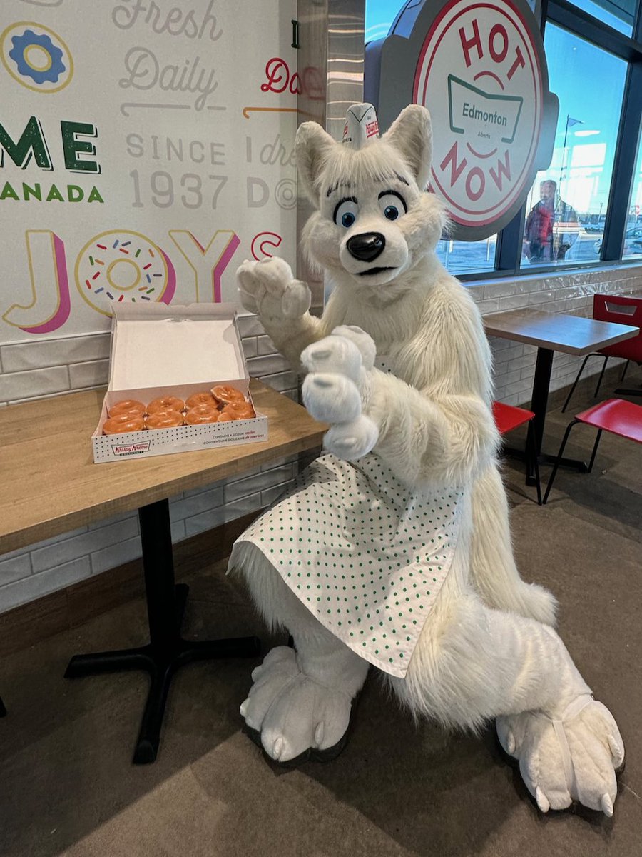 Went to see if they'd give me a job again. They're still too concerned I'll wolf down all the doughnuts. (And they're not wrong I guess.) #furry #fursuit
📷: <a href="/bcbreakaway/">Zebra Clad Werewolf ➡️ HOWLOWEEN, MFF, CALFXMAS</a>
