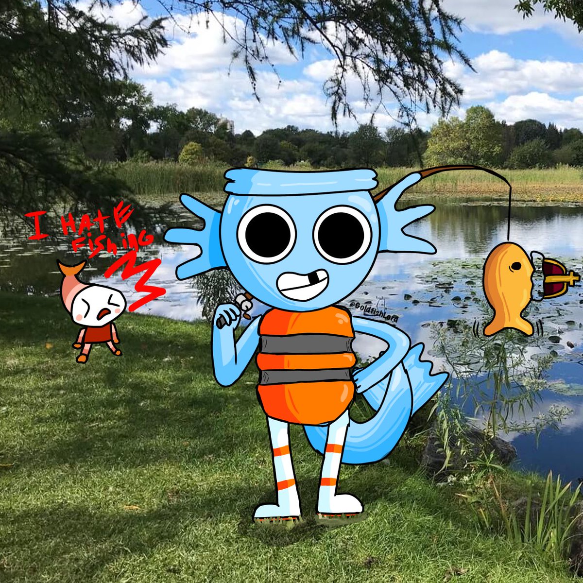 Goldfish_Lord's tweet photo. This is what I imagine it would be like if Finn and Shrimpo went fishing #roblox #dandysworld #Finn #shrimpo https://t.co/0bG1i2s4Qp