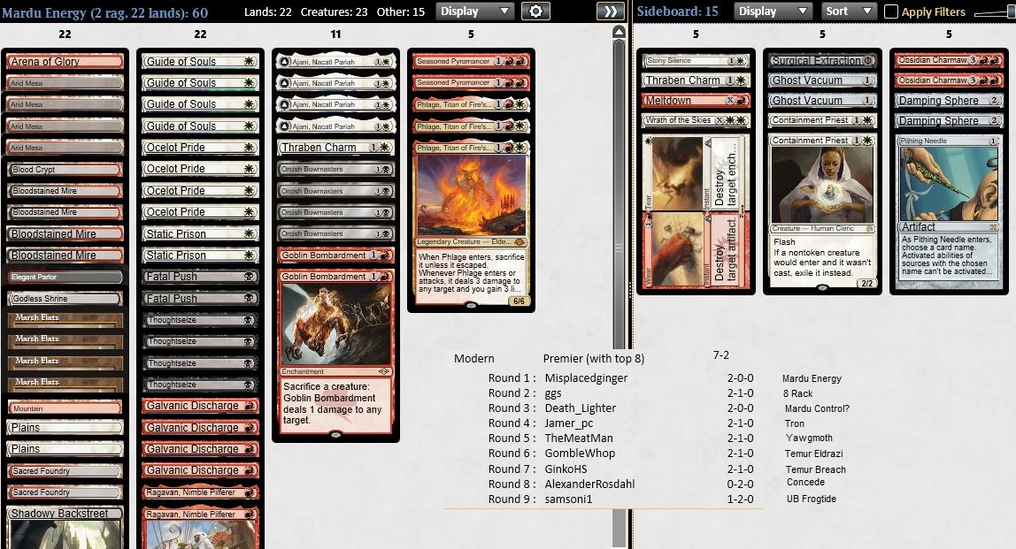 anderchouza's tweet photo. T8 in today's modern challenge with Mardu Energy. Played pretty medium, had some good topdecks. Play the good cards=win matches. And I guess I have a deck for Prague now. https://t.co/kWiwmzP98E