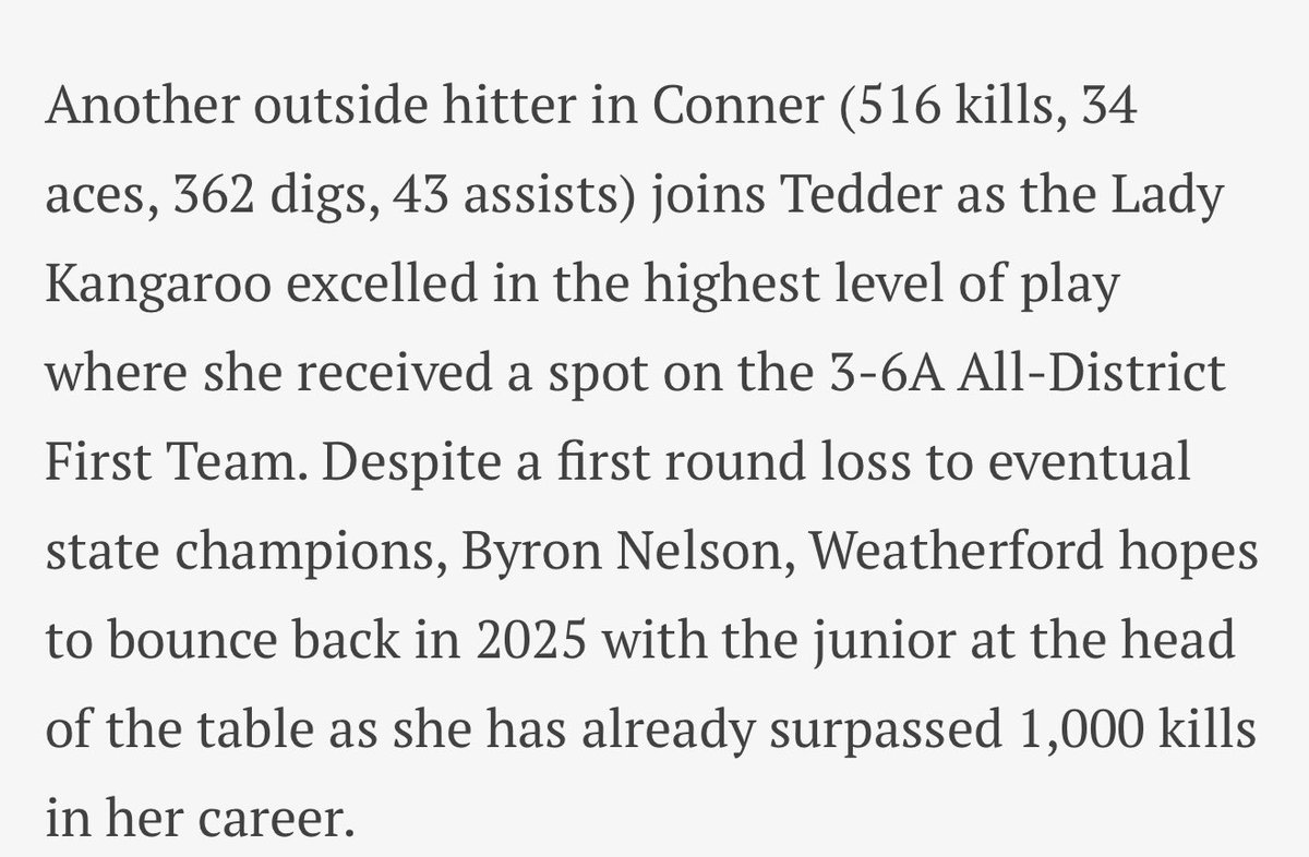 I'm so grateful to be named Co-Offensive Player of the Year! ✨
<a href="/GMsportsmedia1/">GM Sports Media</a> <a href="/whsrooathletics/">Weatherford Athletics</a> 
@DBU_Volleyball