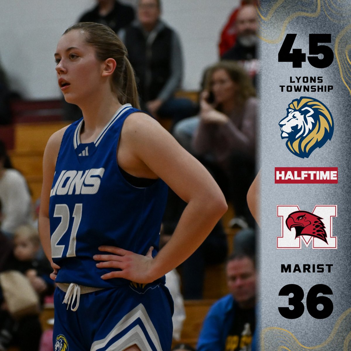 Lyons Township is up 45-36 at the half against Marist