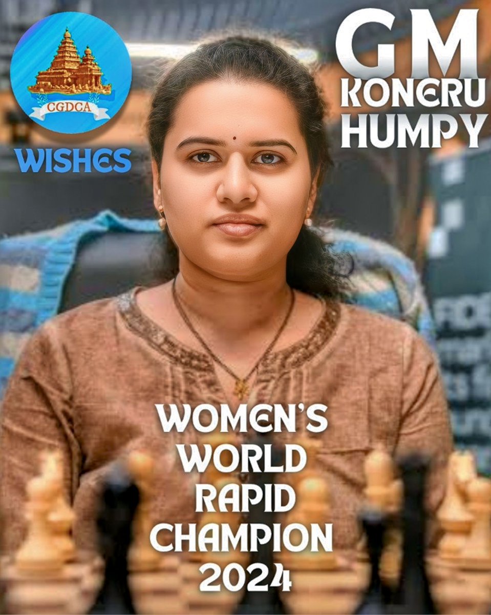CGDCA_OFFICIAL's tweet photo. Congrats to GM #KoneruHumpy  on becoming The Women's World Rapid Champion 2024 🏆

2024 has been the year of Team India in the World of #Chess 🇮🇳♟️

Poster edit by @Dir_Ramanan 

#CGDCA_OFFICIAL #CGDCA #HumpyKoneru #Humpy #worldrapidchesschampionship #worldchesschampionship https://t.co/0iW7LkvfXF