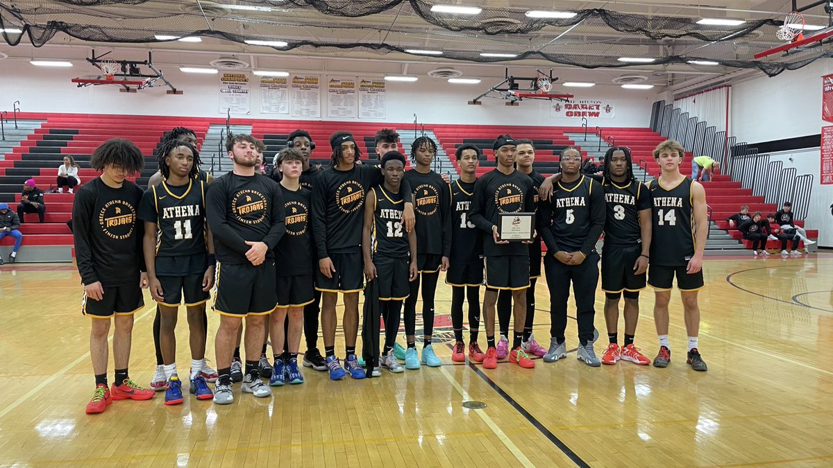 Trojans are the Hilton HOF Tourney Champs with a 84-45 win over Pittsford-Sutherland. The wins moves Athena to 6-0 on the season.
Congrats Boys!
@Athenahigh
