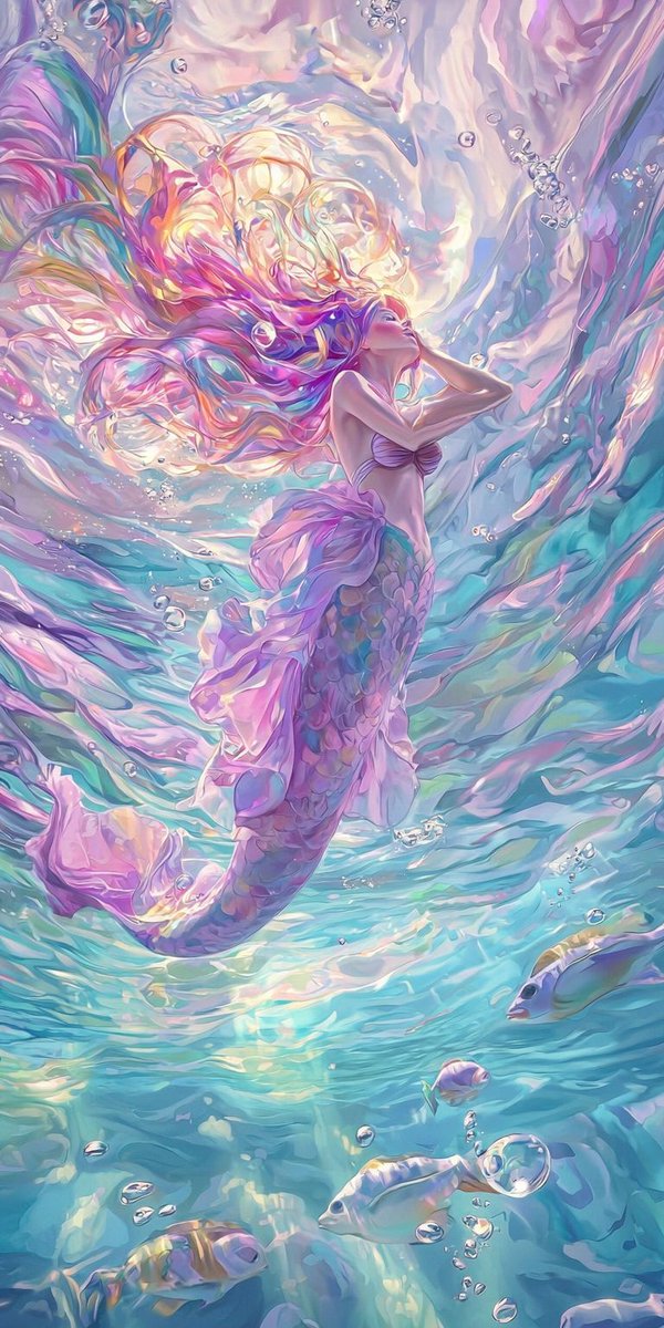ArtfulSerenity's tweet photo. A mermaids dream, to be above the darkness, to see the light, in a world of such brightness. To see the sun, to feel the freedom of a dance, how she longs for it, just this one chance. -written by me
#poetrt #aiart https://t.co/xALLtWUpRf
